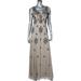 Adrianna Papell Womens Fully Beaded Cap Sleeves Evening Dress