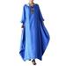 Oversized Long Sleeve Kaftan Gypsy Cotton Linen Maxi Dress For Women Casual Long Dresses Ladies Party Boho Beach Sundress Evening Dresses Holiday Cocktail Prom Gown Long Maxi Dress