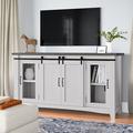 Rosalind Wheeler Kinsella Solid Wood TV Stand Wood in Gray/White | 35 H in | Wayfair ABF9B8BA5C7C47AAB1BD175258696155