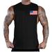 Men's Chest USA Flag Black Deep Cut T-Shirt Tank Top 3X-Large Black