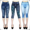 NEW Women's Leggings In Jeans 3/4 Summer Leggings Jeggings Skinny Butterfly Printed Cropped Pants