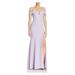 AQUA Womens Purple Slitted Spaghetti Strap Off Shoulder Full-Length Sheath Formal Dress Size 12