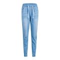 ZIYIXIN Women Denim Skinny Cut Pencil Pants High Waist Stretch Jeans Trousers Slim Jeggings Drawstring