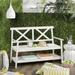 Alcott Hill® Elodie Wooden Garden Outdoor Bench Wood/Natural Hardwoods in White | 34.7 H x 49.2 W x 22.4 D in | Wayfair LRKM4038 42726952