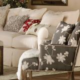 Armchair - Kelly Clarkson Home Harmony Floral Embroidered Upholstered Accent Armchair in Brown/Gray | 35.5 H x 27 W x 31.5 D in | Wayfair