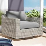 Lark Manor™ Andrick Swivel Patio Chair w/ Cushions Wicker/Rattan in Gray | 29 H x 40 W x 35 D in | Wayfair 3DD0D086EC99419A92DBD24AED9040E8