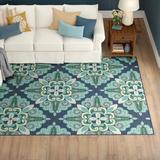 Blue/Navy 94.49 x 0.15 in Area Rug - Lark Manor™ Deltana Floral Blue/Turquoise/Green/White Indoor/Outdoor Area Rug, | 94.49 W x 0.15 D in | Wayfair