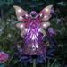 Exhart Solar Acrylic Angel w/ Wings & LED Lights Metal Garden Stake Plastic in Pink/White, Size 35.5 H x 4.0 W x 2.36 D in | Wayfair 14158-RS