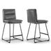 Mercury Row® Klingbeil Bar & Counter Stool Upholstered/Leather/Metal/Faux leather in Gray | 38.5 H x 18 W x 21 D in | Wayfair