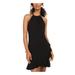 TEEZE ME Womens Black Solid Sleeveless Halter Short Fit + Flare Evening Dress Size 3