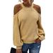 ESSEN Sweater Sexy Women Solid Color Off Shoulder Knit Sweater Halter Neck Pullover Jumper