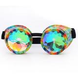 C.F.GOGGLE New Rainbow Kaleidoscope Glasses Welding Steampunk Goggles Diffraction Laser Crystal Lens