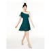 CITY STUDIO Womens Green Sleeveless Asymmetrical Neckline Short Fit + Flare Formal Dress Size 7