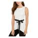 ADRIANNA PAPELL Womens White Lace Tie Sleeveless Jewel Neck Peplum Top Size 16