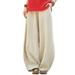 Women Cotton Linen Bloomers LoungePants Long Baggy Sports Dance Harem Pants Ladies Loose Yoga Baggy Casual Pilates Pants