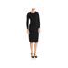 DONNA KARAN Womens Black Solid Dolman Sleeve Jewel Neck Knee Length Body Con Evening Dress Size 0