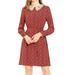 Allegra K Women's Lace Trim Peter Pan Collar Long Sleeves w Belt Floral Dress