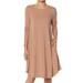 TheMogan Women's S~3XL Basic Jersey Knit Long Sleeve Pocket A-Line T-Shirt Dress