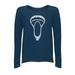 Girl's Geometric Lacrosse Head Long Sleeve Raglan Shirt - Youth Medium Dark Blue