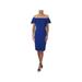 RALPH LAUREN Womens Blue Short Sleeve Off Shoulder Knee Length Sheath Dress Size 12