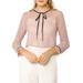 Allegra K Junior's Ruffled Collar Button Down Long Sleeve Lace Shirt