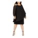 BETSY & ADAM Womens Black Zippered Long Sleeve Scoop Neck Above The Knee Fit + Flare Evening Dress Size 14W