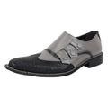 LIBERTYZENO Triple Monk Strap Slip-on Mens Leather Formal Wingtip Brogue Dress Shoes