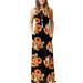 Women Sleeveless Floral Long Kaftan Maxi Tank Dress Racerback Sleeveless Loose Plain Maxi Dresses Casual Long Dresses with Pockets