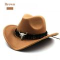 Alvage Western Cowboy Hat Hat Fashion Women's Western Cowboy Hat Jazz Hat with Bismuth Alloy Tape Equestrian Hat