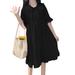 ZANZEA Women Holiday V-Neck Casual Dress Ruffled Hem Plain Daily Midi Sundress