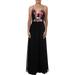 NW Nightway Womens Embroidered Lace-Up Evening Dress