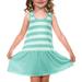 Kavio! Little Girls 3-6X Striped Jersey Scoop Neck Racer Back Tank Dress Striped White/IceGreen 4