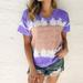 Spftem Women Summer O-Neck Sexy Gradient Print Regular Women Short Seleves Top