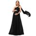 Ever-Pretty One Shoulder Long Evening Prom Dress Maternity Dress Empire Waist for Baby Showers 9816YF Black US18