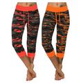 (2 Packs) Juniors' Plus Size Camo Sports Yoga Crop Jeggings High Waist Tummy Control Oversized Camouflage Pants