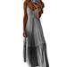 Women Sexy Summer Strappy Holiday Gradient Tie Dry Long Boho Kaftan Dress Beach Maxi Dress Ladies Boho Sleeveless Oversized A-line Sundress