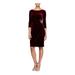 ALEX EVENINGS Womens Burgundy Embellished 3/4 Sleeve Jewel Neck Knee Length Sheath Formal Dress Size 10P
