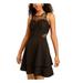 CITY STUDIO Womens Black Sleeveless Illusion Neckline Short Fit + Flare Cocktail Dress Size 9