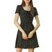 Allegra K Women's Floral Square Neck Short Sleeve A-Line Dress