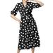 Summer Womens Sexy V Neck Wrap Dress Dot Print Half Sleeve Party Cocktail Dress with Belt Elegant A Line Dress