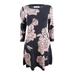 CALVIN KLEIN Womens Pink Floral Long Sleeve Crew Neck Above The Knee Fit + Flare Dress Size: S
