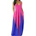 Sexy Dance Women Summer Spaghetti Strap Sundress Sexy V Neck Sleeveless Casual Tie Dye Long Maxi Dress Side Pockets