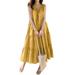 ZANZEA Women Solid Color Casual Sleeveless V Neck Tiered Maxi Dress