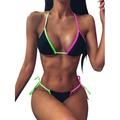 ZAXARRA Women Swimsuit Halter High Waist Bikini Set Bathing Suits Bandage Swimwear