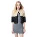 Anself New Fashion Women Jacket Contrast Faux Fur Collarless Three Quarter Sleeve Short Coat Outerwear