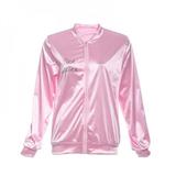 EleaEleanor Women Basic Coats Solid Tracksuit for Women Jacket Lady Retro Jacket Women Fancy Pink Dress Grease Costume M