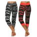 2 Pcs Women Elastic Waist Sports Crop Pants Camouflage Stretchy Athletic Jeggings Lounge Capris Juniors Crop Leggings