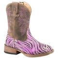 Roper Toddler Girls Zebra Square Toe Western Cowboy Boots Mid Calf