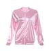 Bomber Jacket Letter Print Glossy Women Souvenir Jacket Coat Casual Baseball Jacket Women Basic Coats