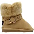 Rampage Toddler Girlsâ€™ Little Kid Slip On Microsuede Short Ankle Boots with Faux Fur Cuff and Cutout Design Buckle Straps Tan Size 8